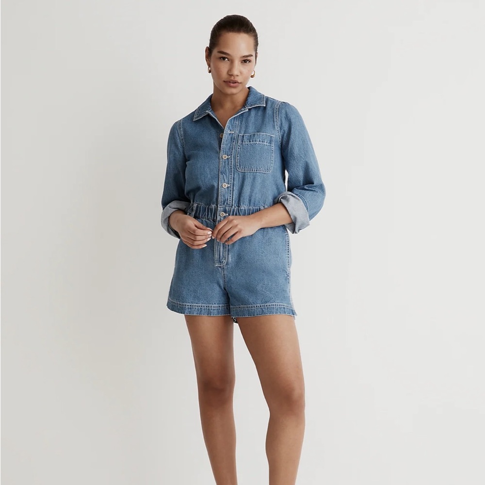 Madewell Light Blue Denim Romper